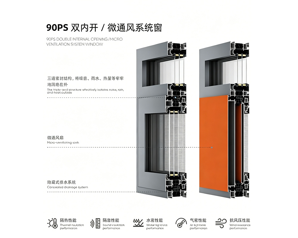 90ps Double Internal Opening Micro Ventilation System Window